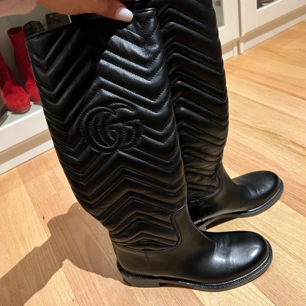GUCCI quilted tall boots 37.5